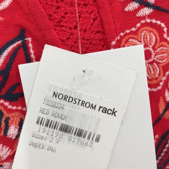 Fourteenth Place Womens Cold Shoulder Embroidery Blouse Red Plus Size 2X NWT - Picture 6 of 8